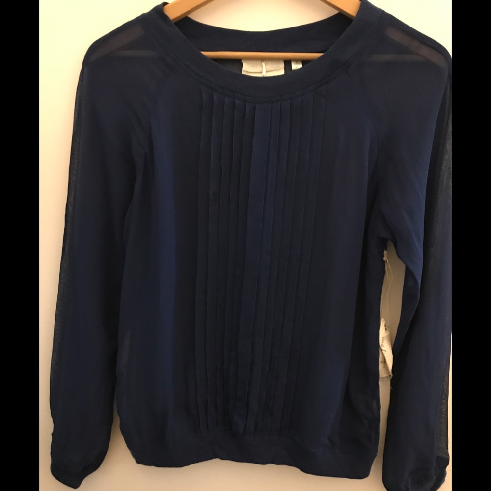 One Fine Day Sheer Blue Blouse- Anthropologie NWT